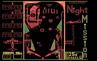 Night Mission Pinball (v3.0) (DOS) screenshot: Here's the game in the 2nd CGA RGB color set.