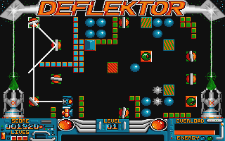 Deflektor (Amiga) screenshot: Bouncing lasers around the screen