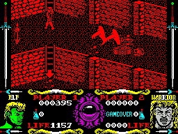 Gauntlet III: The Final Quest (ZX Spectrum) screenshot: Another part of the game. I could not walk down the ladder in front of me - I think they are only for climbing up