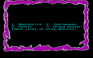Santa Paravia and Fiumaccio (DOS) screenshot: Choose yr difficulty level
