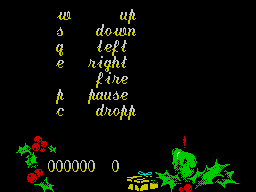 Santa's Xmas Caper (ZX Spectrum) screenshot: Action key re-definition