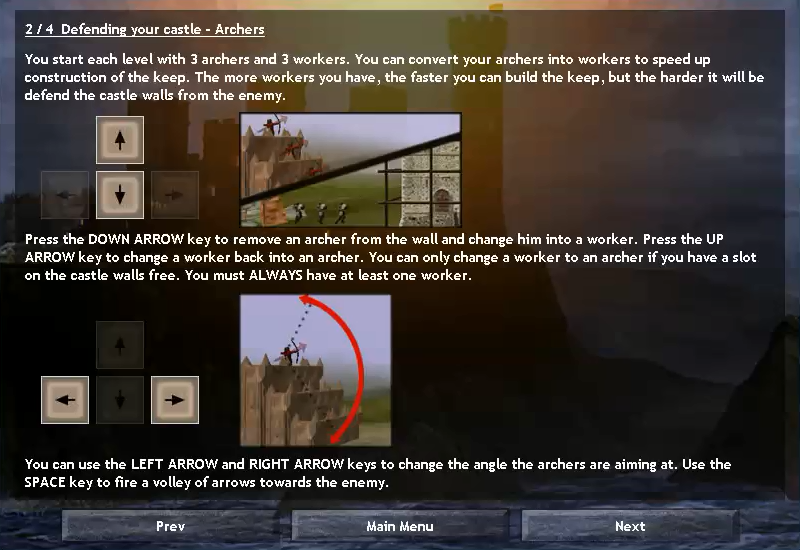 Castle Attack 2 (Windows) screenshot: Instructions