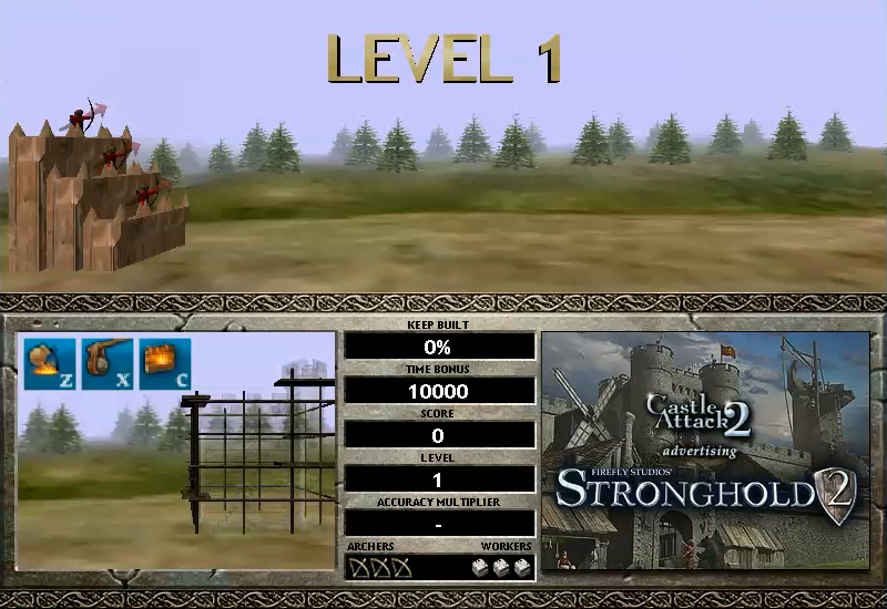 Castle Attack 2 (Windows) screenshot: Beginning of level 1