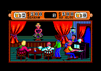Western Games (Amstrad CPC) screenshot: Dancing.