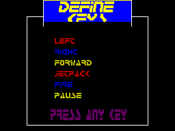 Chain Reaction (ZX Spectrum) screenshot: Define keys
