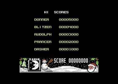 The Official Father Christmas (Commodore 64) screenshot: High scores