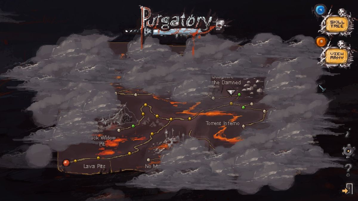 Purgatory (Windows) screenshot: menu/world map