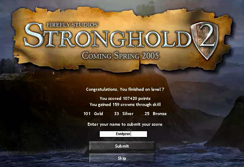 Castle Attack 2 (Windows) screenshot: Submitting my score