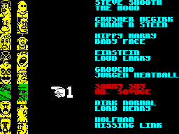 American Tag-Team Wrestling (ZX Spectrum) screenshot: Selection of opponents