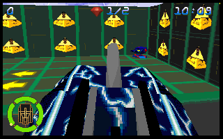Assault Rigs (DOS) screenshot: Crossing over a ramp.