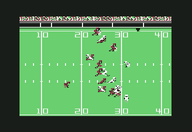 Super Bowl Sunday (Commodore 64) screenshot: Running play sweep top
