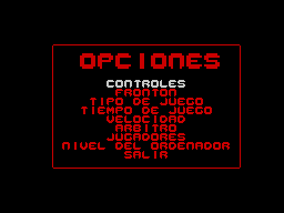 Jai Alai (ZX Spectrum) screenshot: Game controls menu