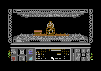 Death Bringer (Commodore 64) screenshot: These commands are available.