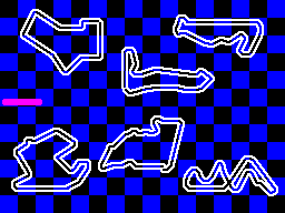 Championship Run (ZX Spectrum) screenshot: There are different tracks to race but they are not player selectable