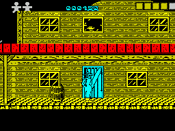 Desperado 2 (ZX Spectrum) screenshot: Beginning of zone 1. The player starts with three lives, I'd lost one before I started taking screen shots.