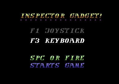 Inspector Gadget and the Circus of !!Fear!! (Commodore 64) screenshot: Main menu
