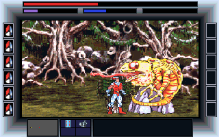 CyberGenic Ranger: Secret of the Seventh Planet (DOS) screenshot: Be careful with that tongue!