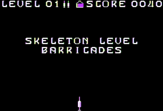 The Diabolical Plot of Doctor Dracupig (Apple II) screenshot: Skeleton Level Begins