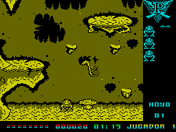 Poogaboo: La Pulga 2 (ZX Spectrum) screenshot: The game starts here. Poogaboo has been dropped in the cave and this is where he lands.