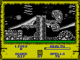 Wizard Willy (ZX Spectrum) screenshot: This is Game Over. Waiting too long meant these two nasties took Willy's last remaining stamina.