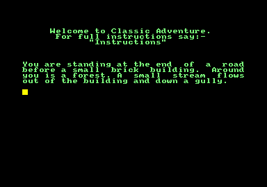 Adventure 1 (Amstrad CPC) screenshot: Starting location