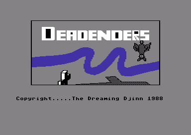 Deadenders (Commodore 64) screenshot: The game's title screen is designed to look similar to the TV program's opening credits which shows an aerial view of the Thames snaking through London
