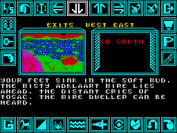 Shard of Inovar (ZX Spectrum) screenshot: Adklaart is where Kiron went. I wonder if I should press on....?