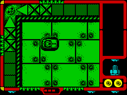 Autocrash (ZX Spectrum) screenshot: This is a game of dodgems. The game starts with the player driving a dodgem car.