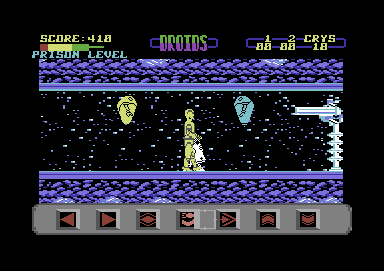 Star Wars: Droids (Commodore 64) screenshot: Enemies from both directions at once is quite a problem due to the messed up controls.