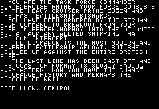 Dreadnoughts (Apple II) screenshot: Orders