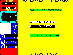 Tranz Am (ZX Spectrum) screenshot: The main menu