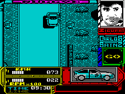 Carlos Sainz (ZX Spectrum) screenshot: Its quite unspectacular but this is the finish line,