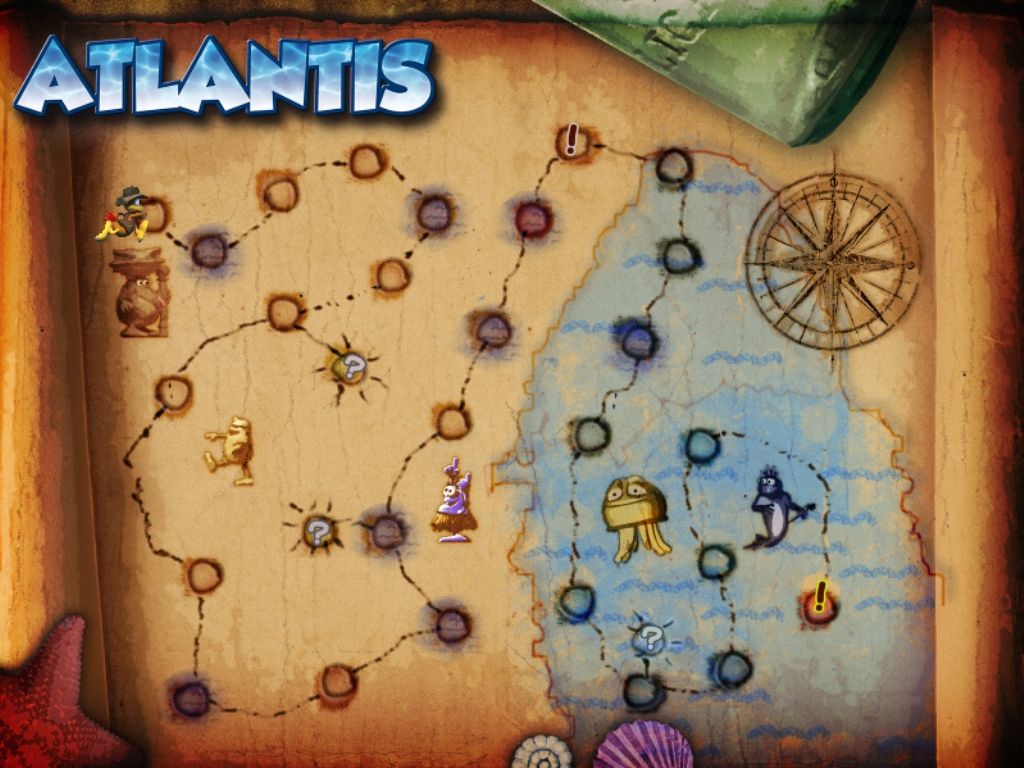 Crazy Chicken: Atlantis (Windows) screenshot: The level map
