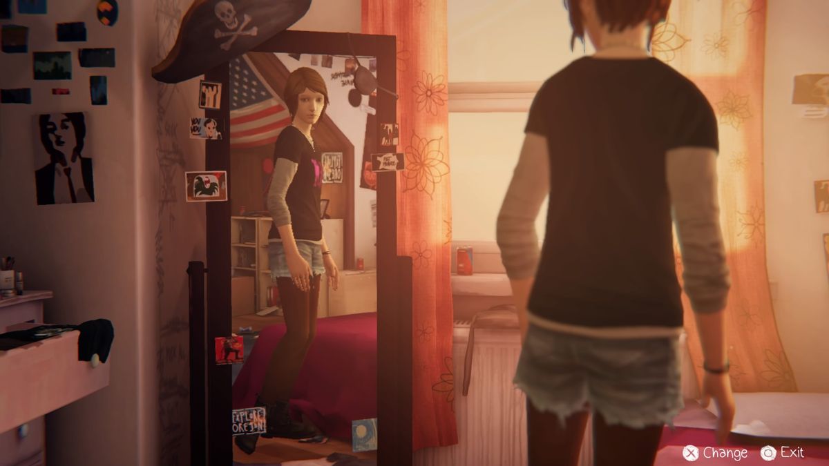 Life Is Strange: Before the Storm - Deluxe Upgrade (PlayStation 4) screenshot: Outfit Pack - Trying new Punk Doe outfit