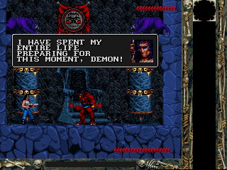 Blackthorne (DOS) screenshot: Sarlac! I've been looking for you. I think we have some score to settle.