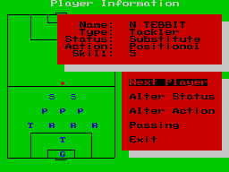 Football Manager: World Cup Edition 1990 (ZX Spectrum) screenshot: Not all players are selected