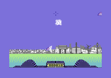 City Fighter (Commodore 64) screenshot: Blasting away ships