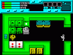 Rescue (ZX Spectrum) screenshot: Different aliens, including a tank here that your weapons have no affect on