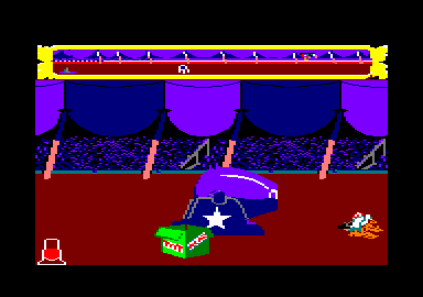 Fiendish Freddy's Big Top O' Fun (Amstrad CPC) screenshot: I missed.