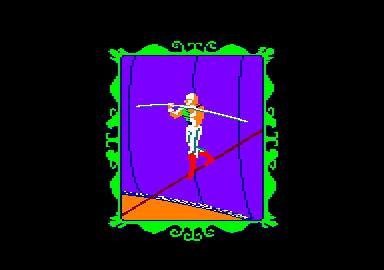 Fiendish Freddy's Big Top O' Fun (Amstrad CPC) screenshot: The loading screen for the tightrope