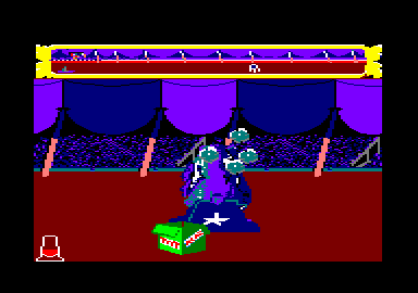 Fiendish Freddy's Big Top O' Fun (Amstrad CPC) screenshot: BOOM!