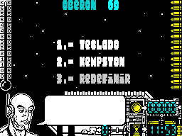 Oberon 69 (ZX Spectrum) screenshot: Game controls menu