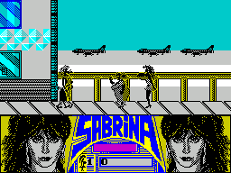 Sabrina (ZX Spectrum) screenshot: One action key has Sabrina attacking people with her chest, here she's doing just that