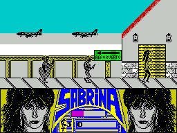 Sabrina (ZX Spectrum) screenshot: Luckily she can walk faster than her pursuers