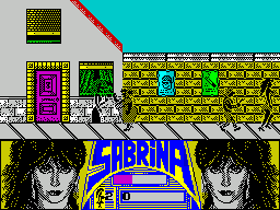 Sabrina (ZX Spectrum) screenshot: The characters pick up the background colour and the whole game looks hard on the eyes