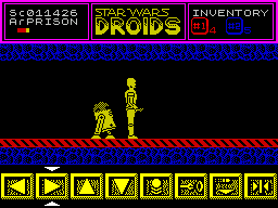 Star Wars: Droids (ZX Spectrum) screenshot: A lot of the game is spent walking along corridors like this