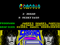 Sabrina (ZX Spectrum) screenshot: The game's main menu.