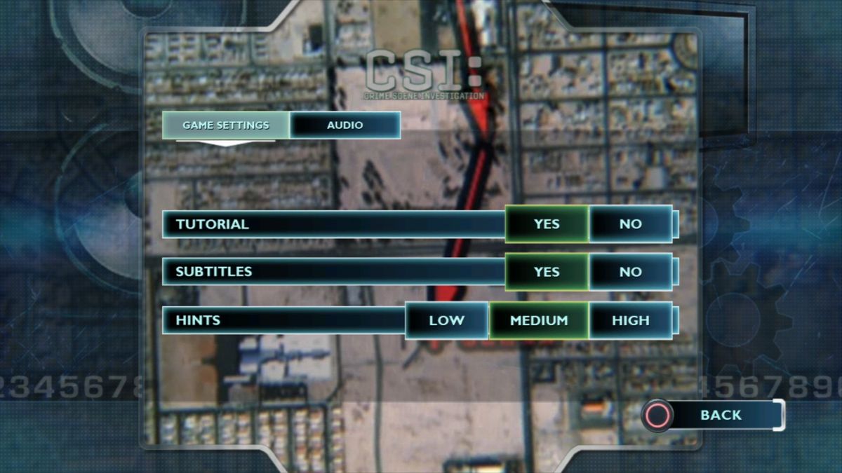 CSI: Crime Scene Investigation - Fatal Conspiracy (PlayStation 3) screenshot: Game settings.