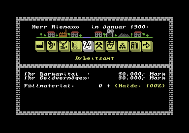 Black Gold (Commodore 64) screenshot: Main menu within the game