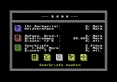 Black Gold (Commodore 64) screenshot: At the bank